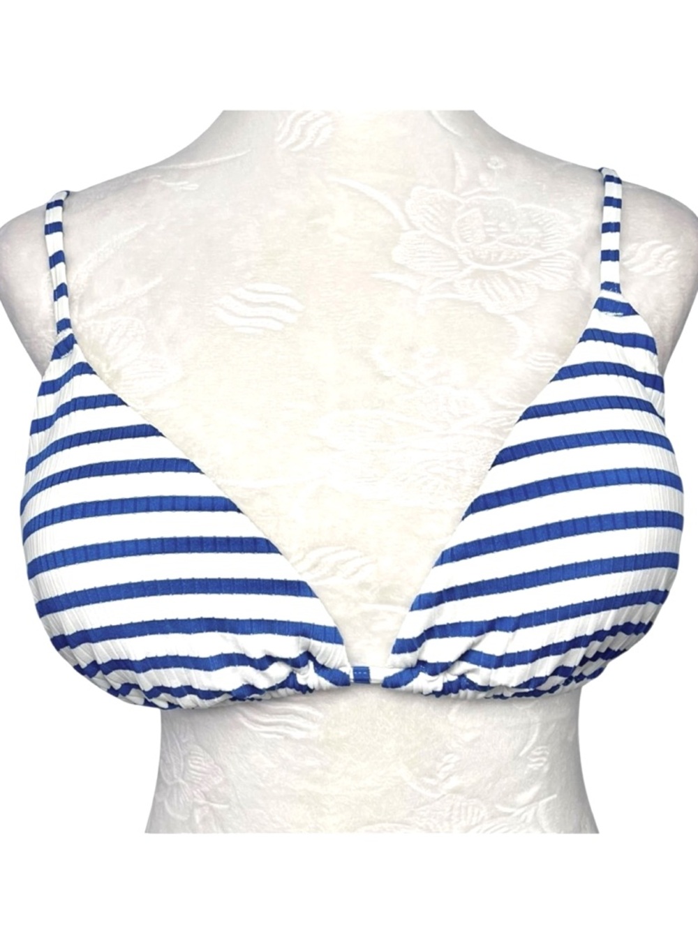 & Other Stories Bikini Top Triangle Striped Blue White Size 12